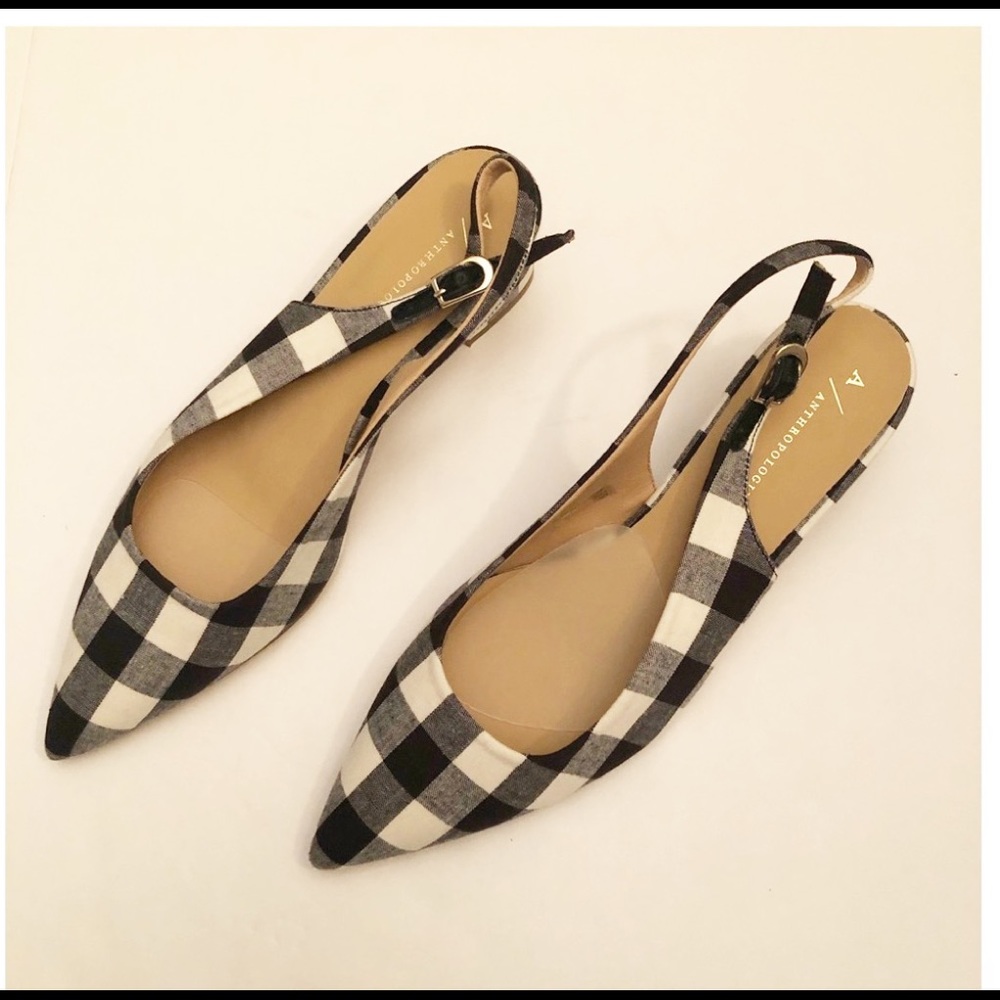 Anthropologie Buffalo Check Slingback Block Heels